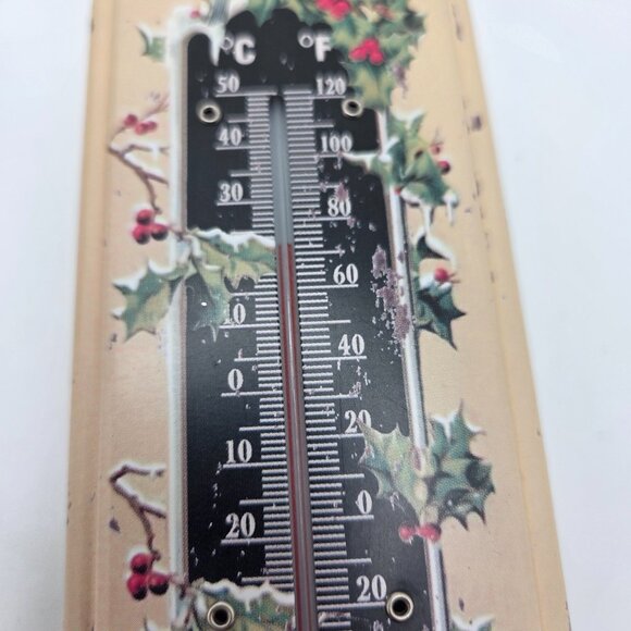 Vintage Rustic Tin Hardware Store Blue Bird Christmas Greetings Thermometer 8" - Picture 3 of 9
